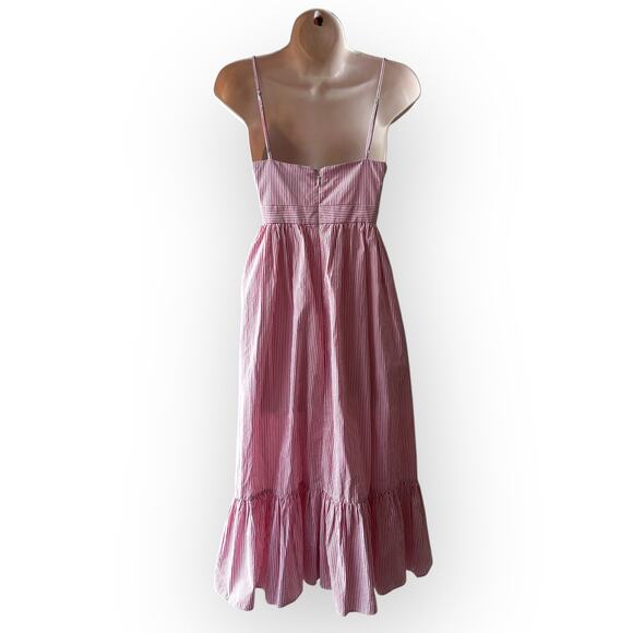 J.Crew Red and White Stripe Poplin Dress Ruffle Skirt, Size 6 - Picture 3 of 16